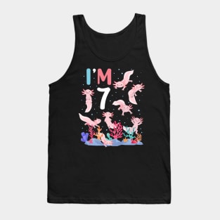 Axolotl Fish 7th Birthday I'm 7 Years Old lets party Axolotl Tank Top